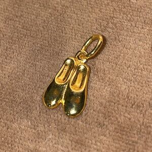 Yellow Gold Plated Ballerina Shoes Slippers Pendant Charm for Necklace Bracelet